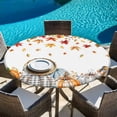 thumbnail image 6 of Orange Grey Pumpkins Fall Round Tablecloth, Fitted Table Cover with Elastic for 36"-44" Round Tables, Maple Leaf Thanksgiving Botanical Table Cloth Outdoor Indoor Dinning Party Waterproof Tablecloths, 6 of 7