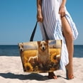 thumbnail image 4 of Yiaed Pastoral Sunflower Corgi Print Large Capacity Beach Travel Bag - Waterproof Zipper Vacation Tote for Sandproof Storage, and Camping, 4 of 5