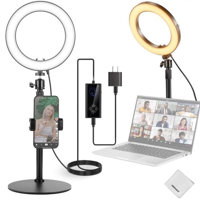 Lámpara anular de escritorio NEEWER de 18 W 8 con soporte para grabación de iPhone