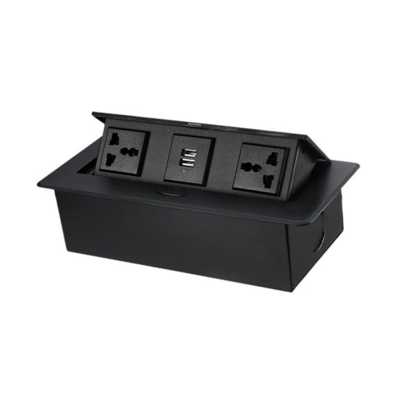 Regleta de enchufes BLESIY empotrada para escritorio 2 tomas de CA Negro