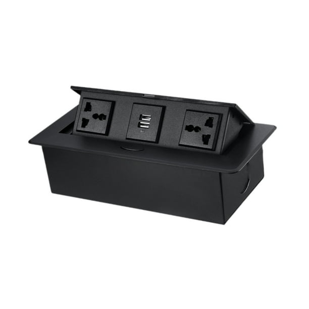 Regleta de enchufes integrada Strade Fareast Limited para escritorio con puertos de carga USB 2 Negro