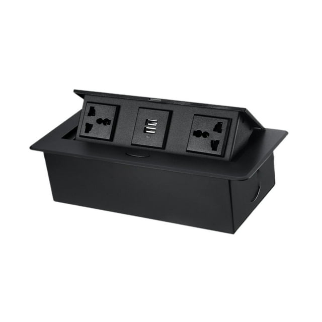 GUOOL Desktop Hidden Socket Computer Table Table Multipurpose Embedded Power Strip Black