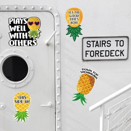 -4 PCS Pineapple Magnets - Reusable Pineapple Decorative Magnetic Strips for Cruise Doors, Cabin, Refrigerators, and Cars