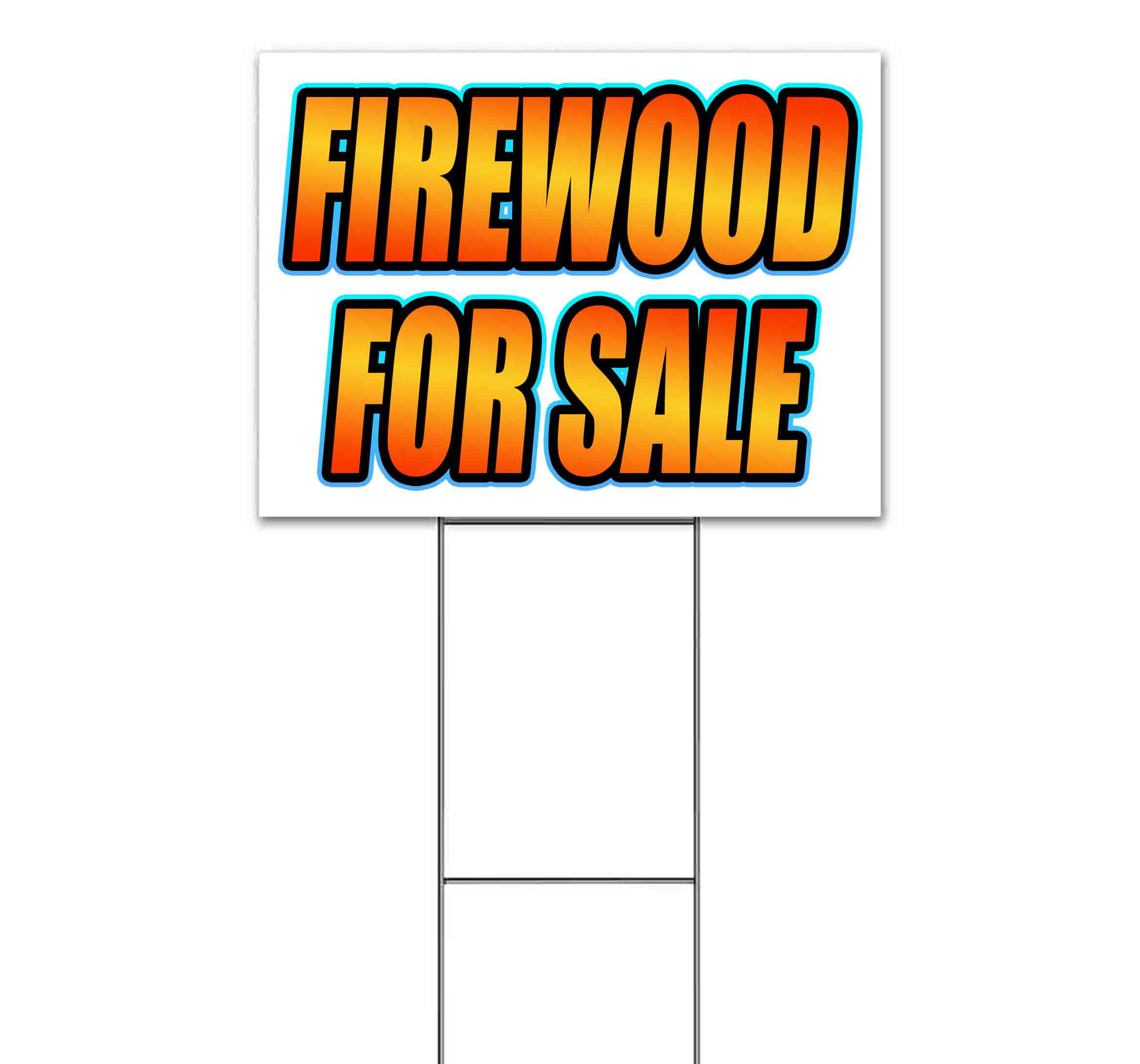 Firewood For Sale Red Black Corrugated Plastic Yard Sign /Free Stakes 