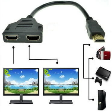 Hdmi Splitter-Hdmi Splitter 1 in 2 Out/hdmi Splitter Adapter Cable Hdmi Male to Dual Hdmi Female 1 to 2 Way,support Two Tvs at the Same Time (Black)