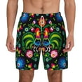 thumbnail image 2 of Picia Roosters and Flowers pattern Mens Swim Trunks with Compression Liner Stretch Beach Shorts Quick Dry with Zipper Pockets No-Chafing Board Shorts-Large, 2 of 9