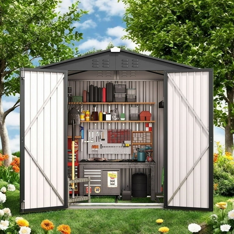 Lofka 6x4 FT Outdoor Storage Shed, Lockable All-Weather Garden