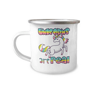 Unicorn Coffee mug, Unicorns are Real, Unicorn Mug, Teen Coffee mug-12 Oz Stainless Steel Enamel Finish White Camper Coffee Mug