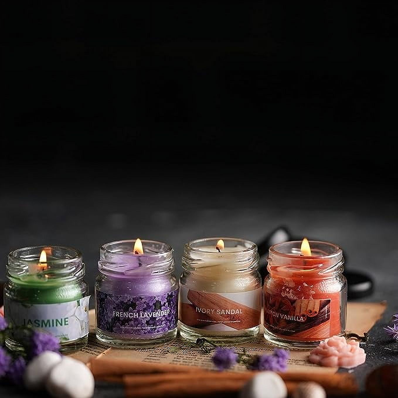 SoSa Candles Mini jar scented soy wax candle gift set of 8 scent | Gift for Christmas, Home Decor Candle (White, Pack of 8)