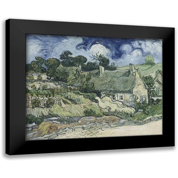 van Gogh, Vincent 14x12 Black Modern Framed Museum Art Print Titled - Thatched Cottages at Cordeville