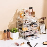Acrylic Makeup Organizer with 7 Drawers & 16 Slots Jewelry Cosmetics Storage Box