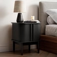 thumbnail image 5 of Fluted Nightstand with Sliding Doors, Modern Bedside Table with Solid Wood Legs, Wood Night Stand for Bedroom, 5 of 6