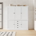 thumbnail image 3 of Harper & Bright Designs Large Kitchen Pantry Organizers with Storage Set, Freestanding Kitchen Hutch Cabinet with Door and Drawers & Shelves, White, 3 of 17