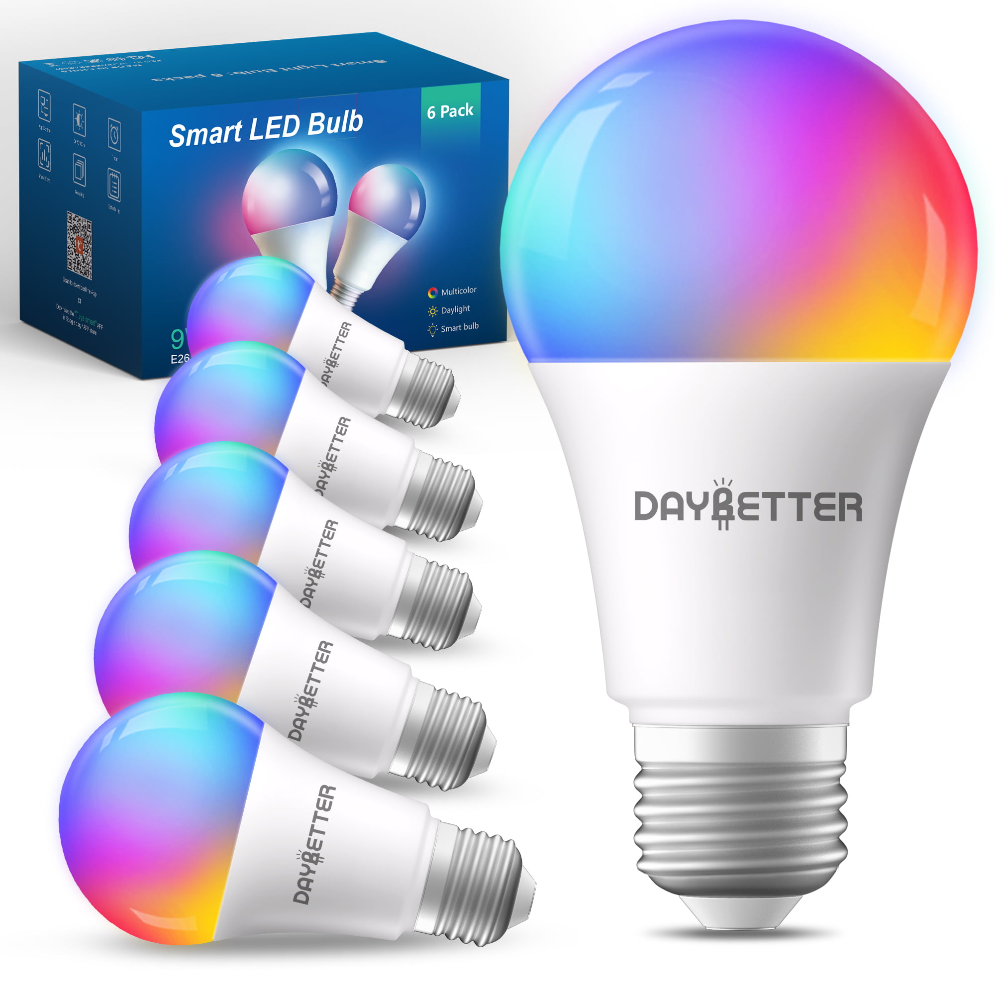 2 x Govee Smart WiFi LED Bulbs Color Light Bulbs RGB Dimmable E27 9W 