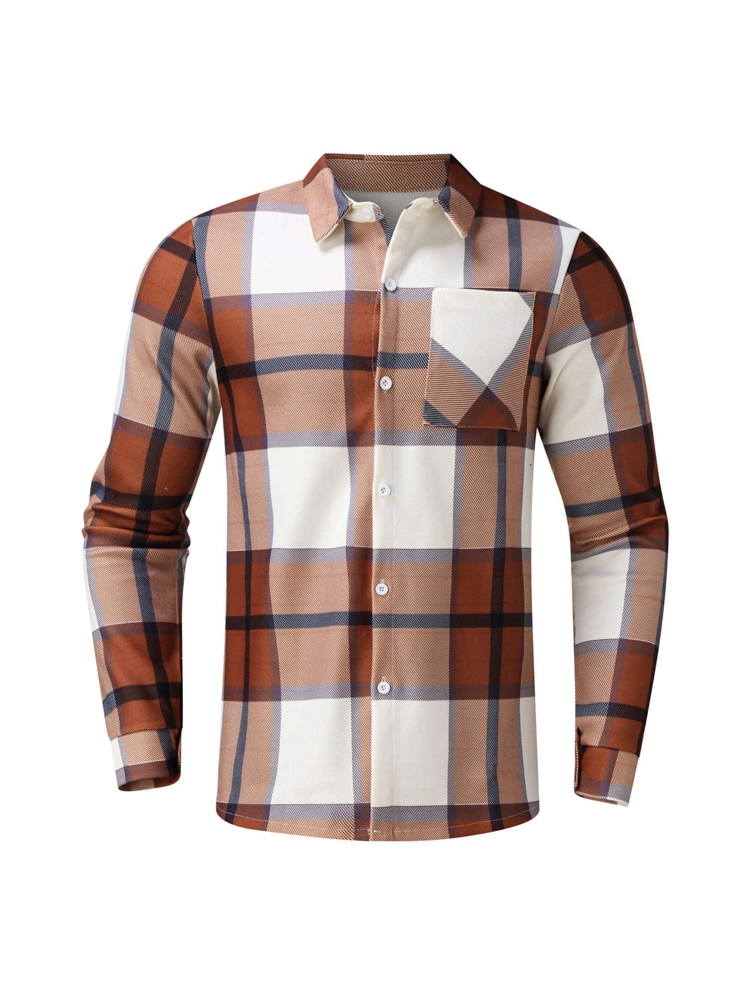 Mens Sherpa Lined Fleece Flannel Shirt 