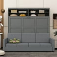 thumbnail image 3 of Runforrrs Queen Murphy Bed with Sofa, Gray, 3 of 13