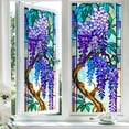 thumbnail image 4 of 2D flat, 1 piece of window sticker, 2D flat purple wisteria flower colored glass pattern PVC electrostatic adsorption window film, home decoration privacy window film for living room, bedroom, kitche, 4 of 9