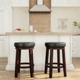 thumbnail image 5 of Linon Maya 25" Backless Indoor Round Counter Stool with Swivel, Dark Brown/Black Faux Leather, 5 of 16