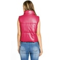 thumbnail image 4 of Love Tree Women's Juniors Faux Leather/ Corduroy Puffer Vest  (Fuchsia, Medium), 4 of 4