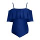 thumbnail image 1 of Gibobby Trajes de Baño Mujer Traje de baño Bikini de triángulo dividido para mujer Conjunto de traje de baño de color sólido estampado(Azul,M), 1 of 5