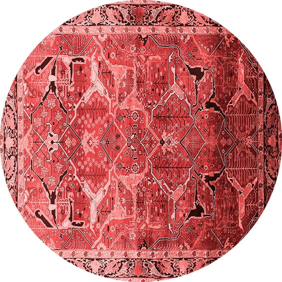 Ahgly Company Indoor Round Oriental Red Industrial Area Rugs, 5' Round