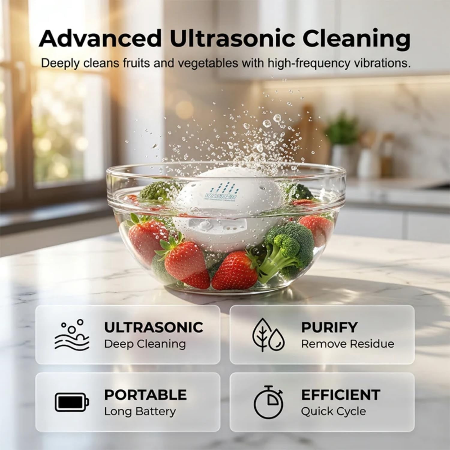 Portable Ultrasonic Fruit & Vegetable Washer – Fruit and Vegetable Washing Machine, Wireless Fruit Cleaner Machine for Washing Fruits, Vegetables, Rice, Meat (1)
