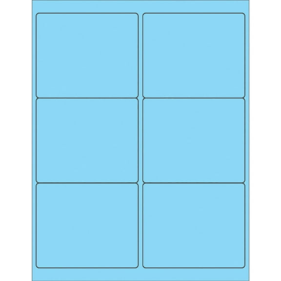 Box Partners Rectangle Laser Labels 4" x 3 1/3" Pastel Blue 600/Case LL180BE