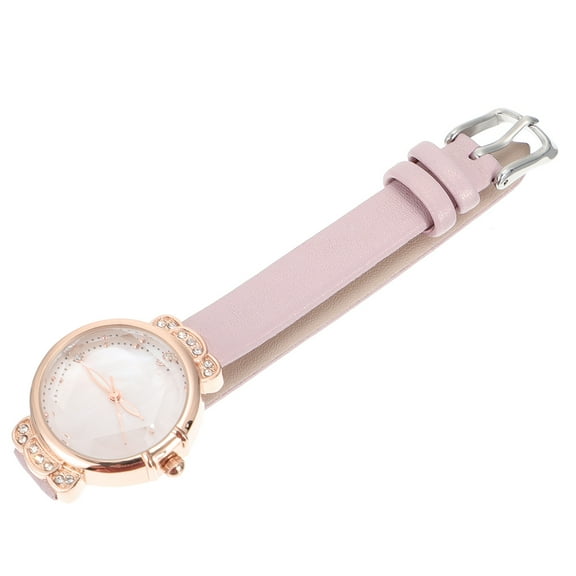 LOLIPPYY 1Pc Students Watch with Pink Strap Rhinestone Accent Durable and Stylish