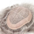 thumbnail image 5 of Men's Toupee Straight Human Hair System #580 Gray Breathable Mono and PU Skin Male Hair Prosthesis, 5 of 7