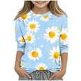 thumbnail image 2 of Graphic Tees Girls 3/4 Sleeve Floral Tops Trendy Casual Cute Crewneck T Shirts Toddler Girl Clothes Y2K Fall Fashion Tees Workout Gym Outfits, Size 3-12, 2 of 5