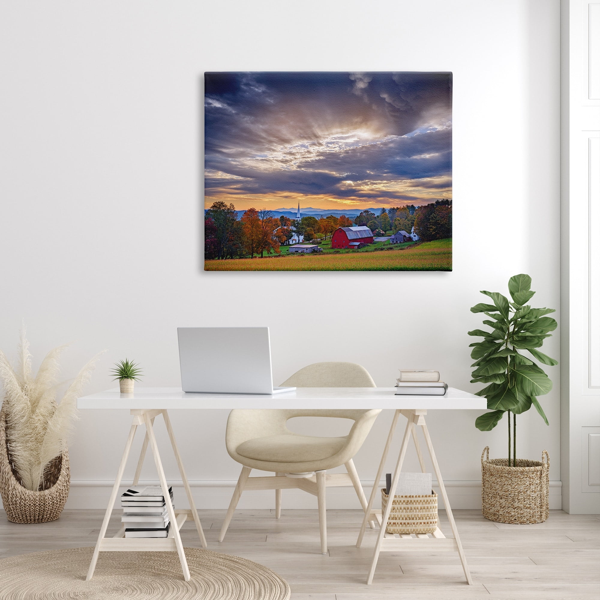 Stupell Rural Farm Pasture Sun Rays Landscape Photography Gallery Wrapped Canvas Print Wall Art