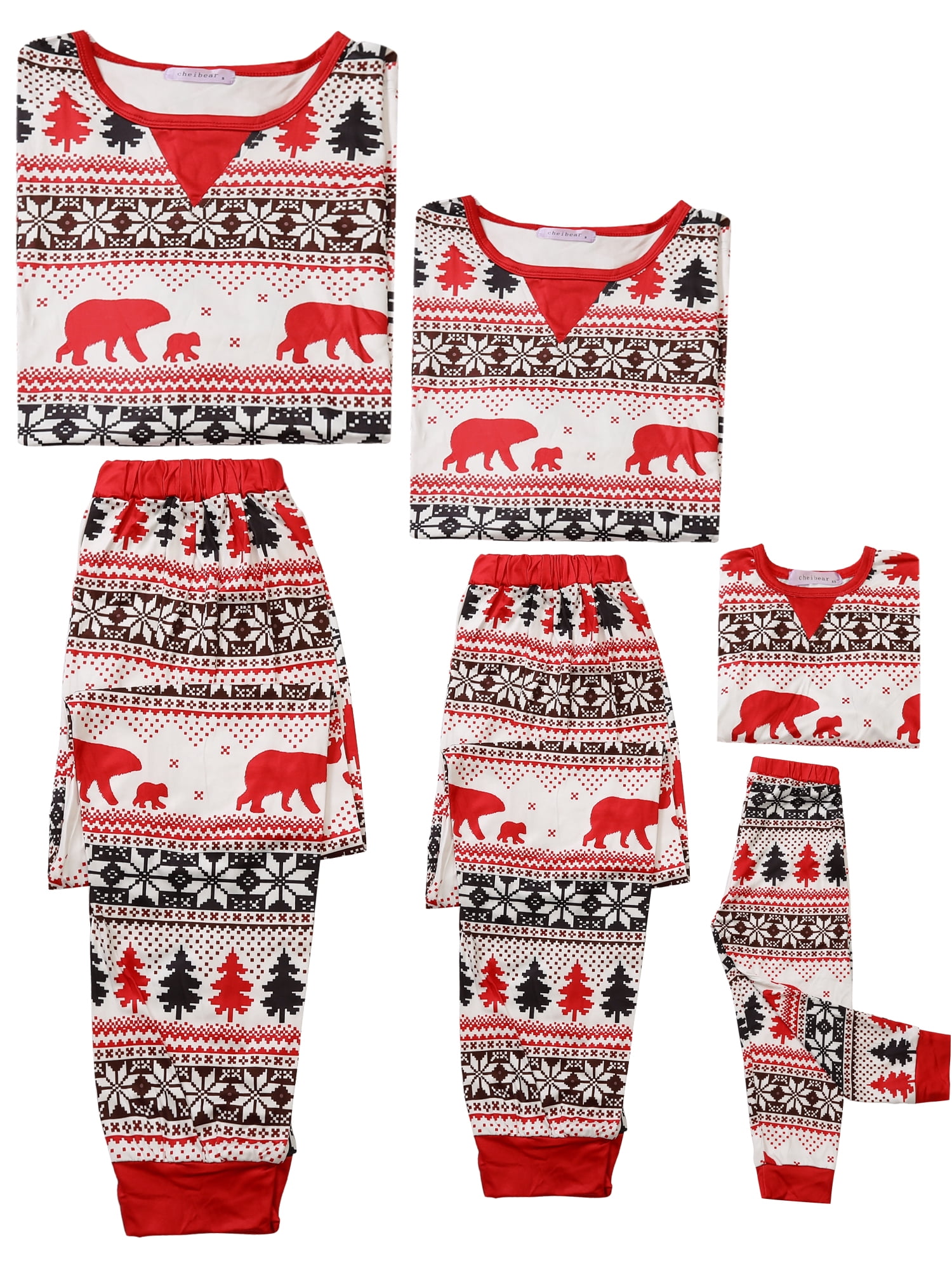 Unique Bargains Womens 2 Pcs Christmas Family Matching Pajama Set Xmas Party Sleepwear XL White Kids