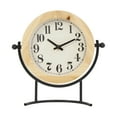 thumbnail image 5 of DecMode 10" Light Brown Wood Clock with Curved Black Metal Stand and Ball Details, 5 of 10
