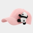 thumbnail image 2 of Womens Sun Hat Unisex Cute Panda Embroidered Baseball Cap Spring Summer Sun Pink One Size, 2 of 7