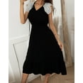 thumbnail image 2 of V Neck Tie Neck Lace Sleeve Dress for Women Below Knee Length, 2 of 3