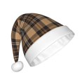 thumbnail image 2 of Salouo khaki coffee plaid for Adult Christmas Hat Xmas Holiday Hat Santa Hat for Women & Men Festive Headwear Accessories Fit for Christmas/ New Year/Holiday/Party,1PC, 2 of 6