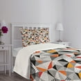 thumbnail image 5 of Ambesonne Geometric Quilted Bedspread Set 2 Pcs, Polygonal Modern Art, Twin Size, Orange Black White, 5 of 6