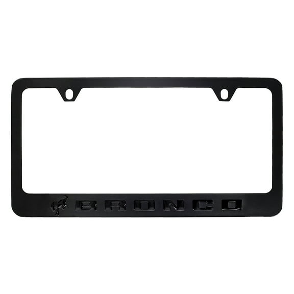 Ford Bronco Metal License Plate Frame Tag Holder - Black with Black
