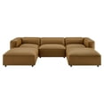 thumbnail image 4 of Modway Auren 5-Piece Upholstered Vegan Leather Modular U-Shaped Sofa in Camel, 4 of 9