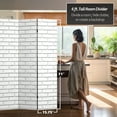 thumbnail image 5 of Oriental Furniture 6 ft. Tall Double Sided Black & White Brick Canvas Room Divider, 5 of 7
