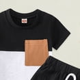 thumbnail image 5 of Kaprioy 2pcs Toddler Baby Boy Short Pants Set Short Sleeve Contrast Color T-Shirt Tops + Shorts 3T 4T 5T Kids Casual Summer Outfits Summer Kids Boys Outfit Sets, 5 of 6