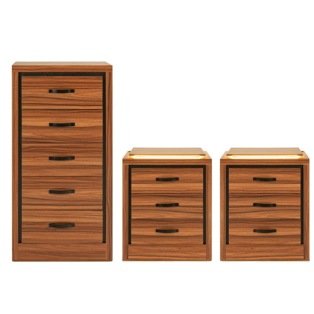 Set de Cajonera y 2 Buros Floetta Nogal - Kessa Muebles
