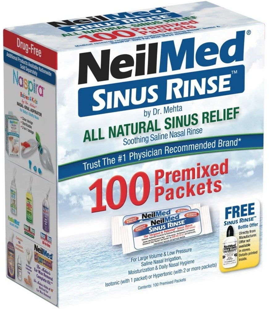NeilMed Pharmaceuticals - Sinus Rinse, All Natural Relief - 100 Premixed Packets