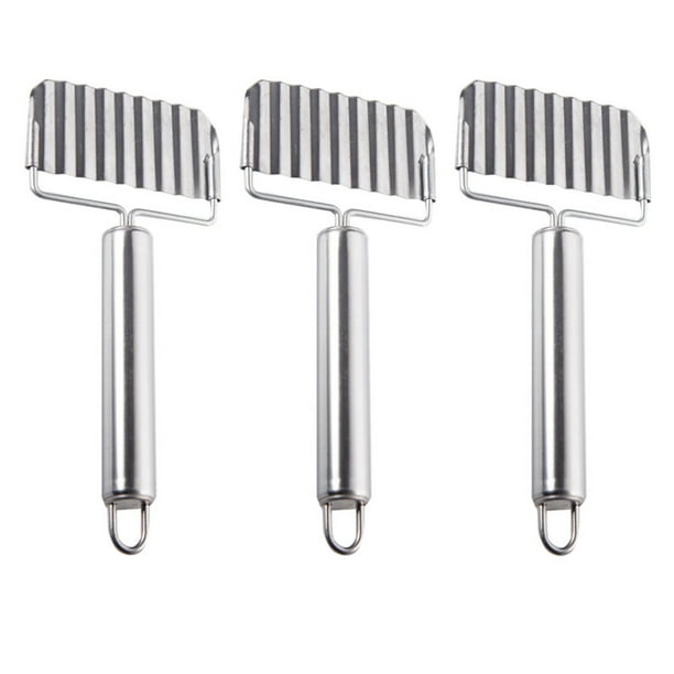 3 unids, cuchillos de patata ondulados de acero inoxidable, agujero ondulado, papas fritas, cortadores de papas fritas