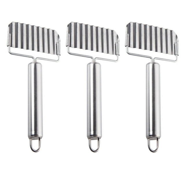 3 unids, cuchillos de patata ondulados de acero inoxidable, agujero ondulado, papas fritas, cortadores de papas fritas