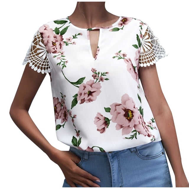 Birdeem Chemise d'Été pour Femme à Manches Courtes Imprimée à Col Rond Décontractée Ample à Imprimé Léopard