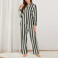 thumbnail image 2 of Sikiie Black And White Thick Stripes Pajamas for Women Set, Womens Pajama Sets, Lounge Sets for Women, 2pjs for Women-Large, 2 of 7