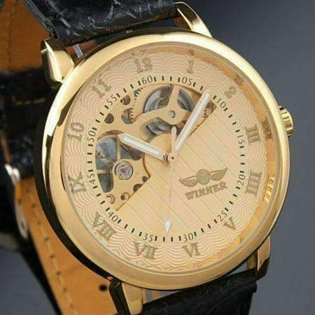 ON SALE - Sophisticated In Gold Mechanical Skeleton Automatic Watch...