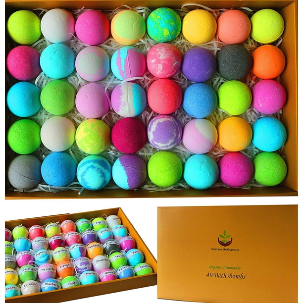 Natural Bath Bombs Gift Set - Nurture Me Organic 40 Bath Bombs for Kids
