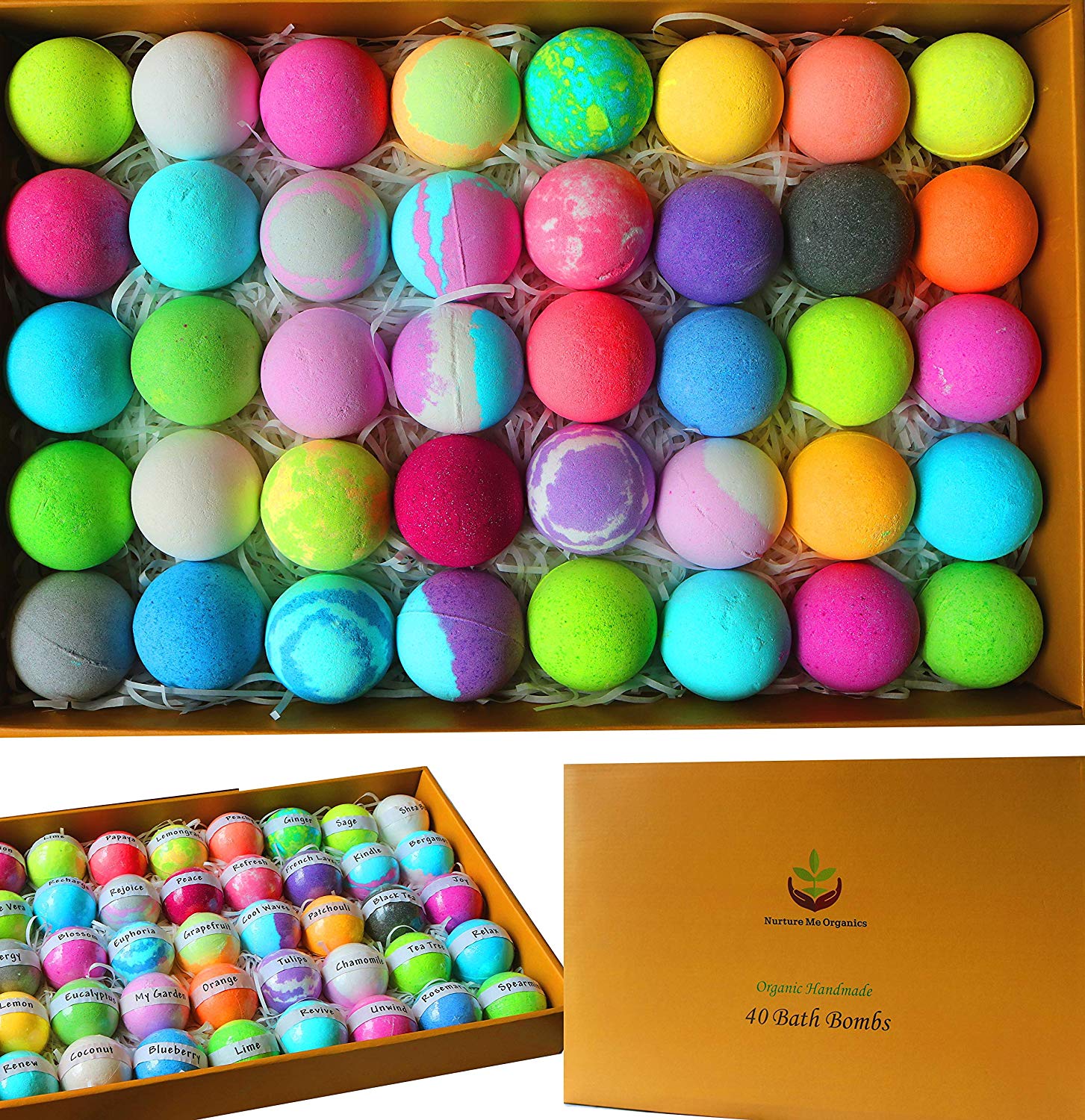 Natural Bath Bombs Gift Set Nurture Me Organic 40 Bath Bombs For Kids 